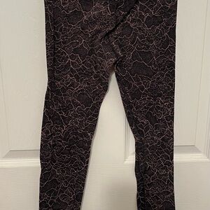 Lululemon Athletica Black and Pink Lace Leggings
